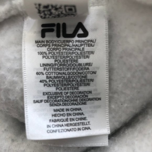 FILA White Hoodie Sherpa Fuzzy Fleece Crop Jacket Pullover Size Medium - Picture 9 of 10